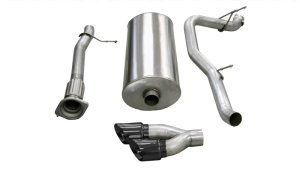 Cadillac Escalade Performance Exhaust - CORSA Performance - Cat-Back Single Side Exit with Twin 4.0in Black Pro-Series Tips - Black - `07-`10